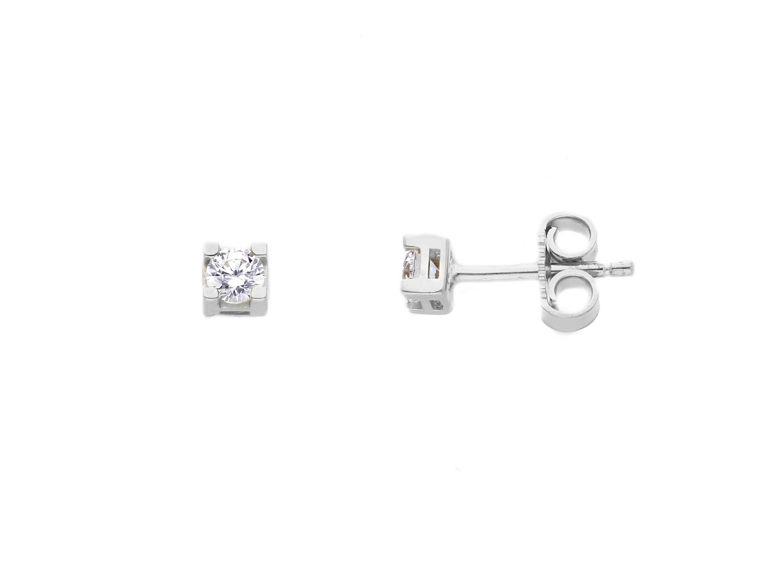 White gold earrings 9k with white zircon  (code S173878)